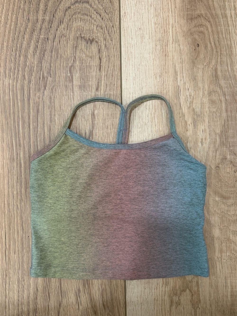 Beyond Yoga Pastel Ombre Cropped Camisole - Green Pink Blue